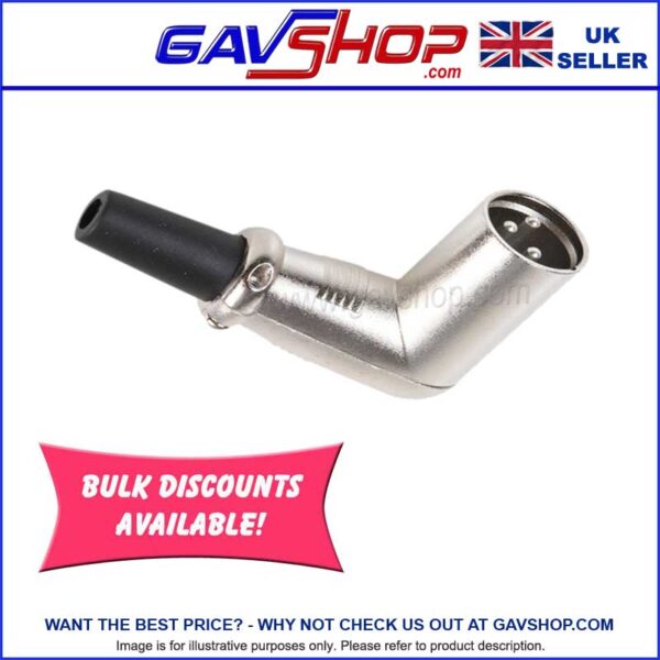 3-Pin-Right-Angled-XLR-Plug 3 Pin Right Angled XLR Plug with Cable Protector and Solder Terminals