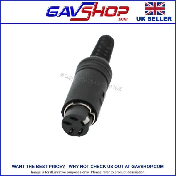 4-Pin Inline Din Socket Audio Connector with Integrated Cord Grip
