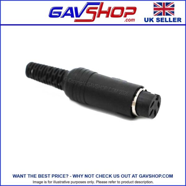 4-Pin Inline Din Socket Audio Connector with Integrated Cord Grip
