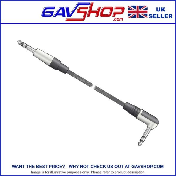 6.3mm TRS Right Angle Jack Plug Audio Leads - 6.3mm TRS Jack Plug in 3m or 6m