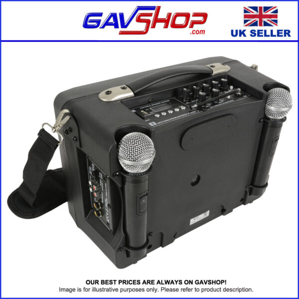 DT50-speaker-p4 Powerful Portable PA Speaker Hand Held Radio Mics Bluetooth Echo, Battery/Mains
