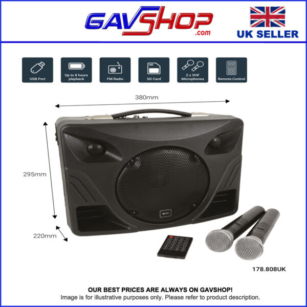 DT50-speaker-p5 Powerful Portable PA Speaker Hand Held Radio Mics Bluetooth Echo, Battery/Mains