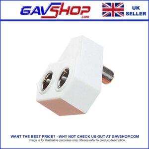 Right Angled Coaxial Y-Splitter with Line Socket to 2x Line Aerial Plugs