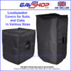 Loudspeaker Protection Slip Covers for 8", 10", 12", 15" and 18" Speaker Cabs.