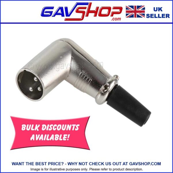 XLR-F346AB 3 Pin Right Angled XLR Plug with Cable Protector and Solder Terminals