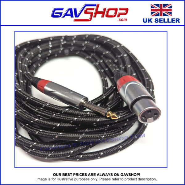 Professional 6.35mm (1/4") 2 Pole Jack Plug to XLR Socket Lead 6m