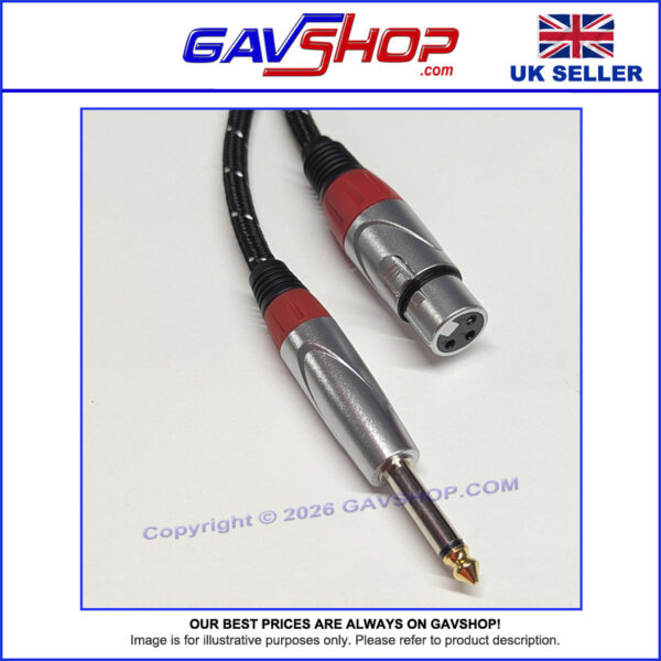 Professional 6.35mm (1/4") 2 Pole Jack Plug to XLR Socket Lead 6m