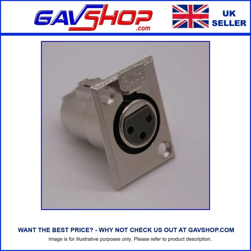 3 Pin XLR Female Chassis Socket with Nickel Plated Contacts and Solder Terminals