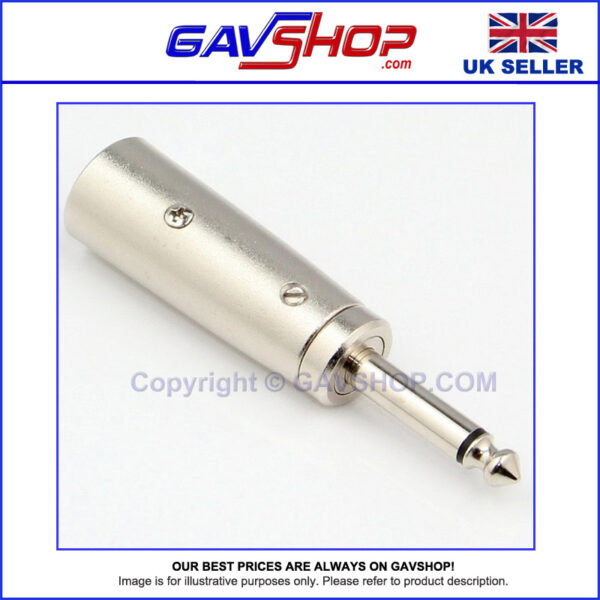 3 Pin XLR Male to 6.35 mm Mono Plug Adaptor