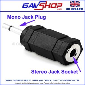 3.5 mm Mono Plug to 3.5 mm Stereo Socket Adaptor