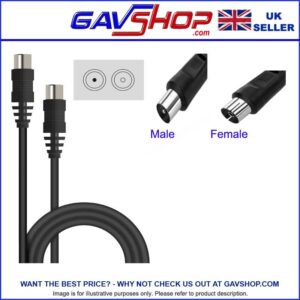 Aerial-Coax-Lead-Gavshop Aerial Plug to Socket TV and Video Coaxial Lead Various Lengths - in Black