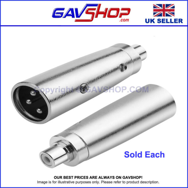 3 Pin XLR Male to RCA Phono Socket Adapter