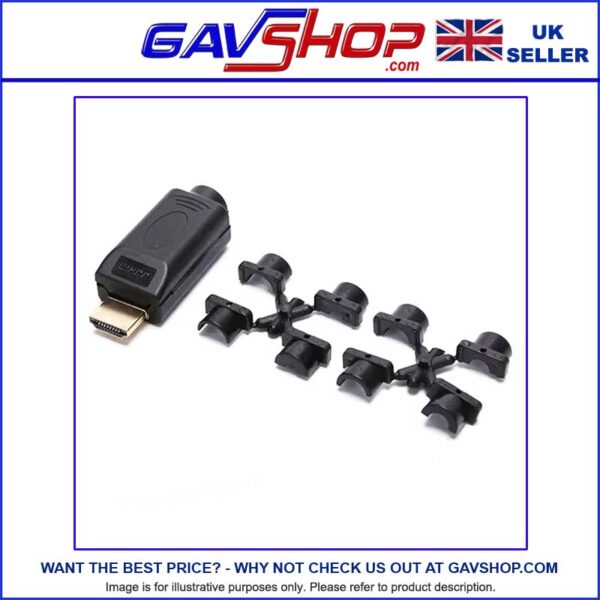 HDMI Solderless Wire Connector 19P Plug Breakout Terminals with Black Cover Male