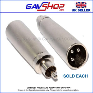 3 Pin XLR Male to RCA Phono Plug Adaptor