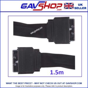 Scart-Flat-Ribbon-Cable-2 21-Pin Scart Plug To Scart Plug Lead Low Profile TV LED Flat Ribbon Cable