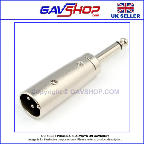 3 Pin XLR Male to 6.35 mm Mono Plug Adaptor