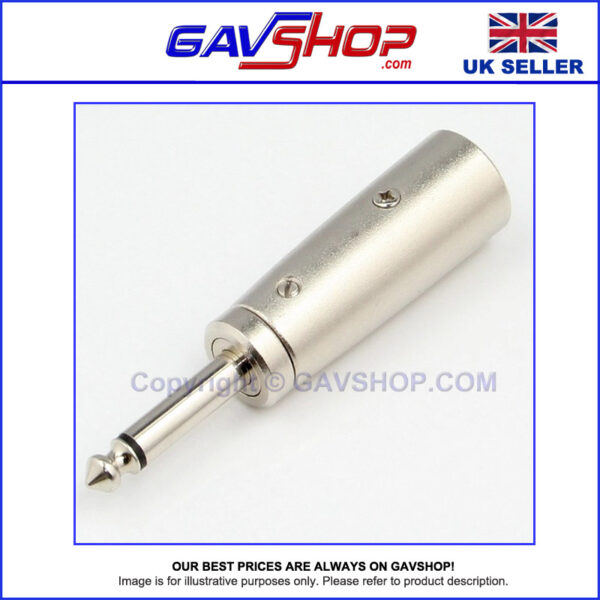 3 Pin XLR Male to 6.35 mm Mono Plug Adaptor