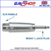 3 Pin XLR Female to 6.35 mm Mono Plug Adaptor