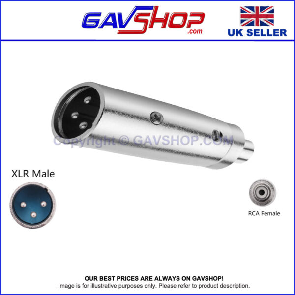 3 Pin XLR Male to RCA Phono Socket Adapter