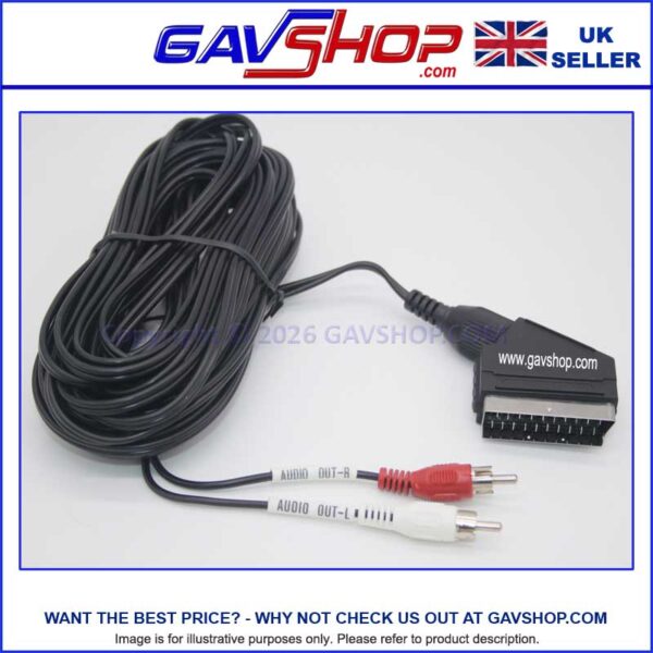10-Scart-to-2-x-Phono-Lead-at-GAVSHOP 10m Scart to Audio Phono Lead Right and Left Channels
