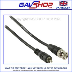 10m BNC to Phono (RCA) Male to Male Lead, Black - GAV11398