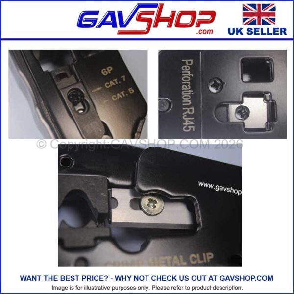 RJ45 Ethernet Crimping Tool For Cat5, Cat6 Cat7 Connectors With Pass Through Crimp Cutting and Stripping Cable Function