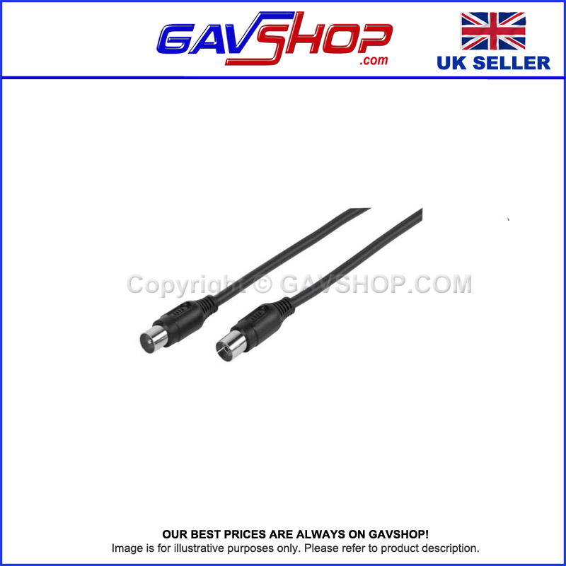 1.5m Black Aerial RF Coaxial Plug to Coaxial Socket Lead