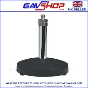 Chrome Desk Microphone Stand With Round Weighted Base