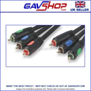 Audio / Video Cable Assembly, Phono (RCA) Plug, x 3, Phono (RCA) Plug, x 3, 33 ft, 10 m, Black