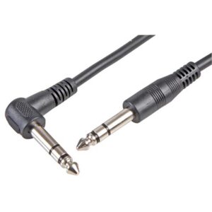Stereo-Straight-jack-to-Angled-Plug-Lead 6.35mm (1/4") Stereo Jack Straight Plug to Angled 6m Lead in Black