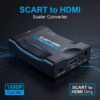 1080P SCART To HDMI compatible with Supply Cable Audio Video Upscale Adapter Converter
